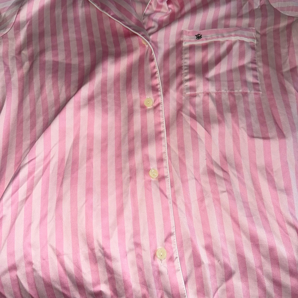 Victoria's Secret Pink Button Down Shirt Casual Sleepwear Night short sleeve top - Picture 5 of 11